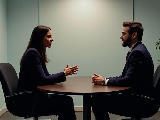 Mock interview scenario with interviewer and candidate, providing realistic practice and feedback.