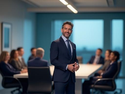 Person telling a story in a board room setting, illustrating strategic communication.