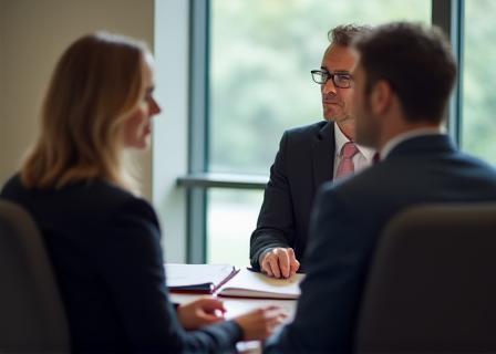 Mock interview feedback session between a coach and client, highlighting intensive simulation practice.